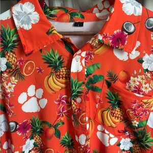 Clemson Men's Vibrant Orange Floral Polo